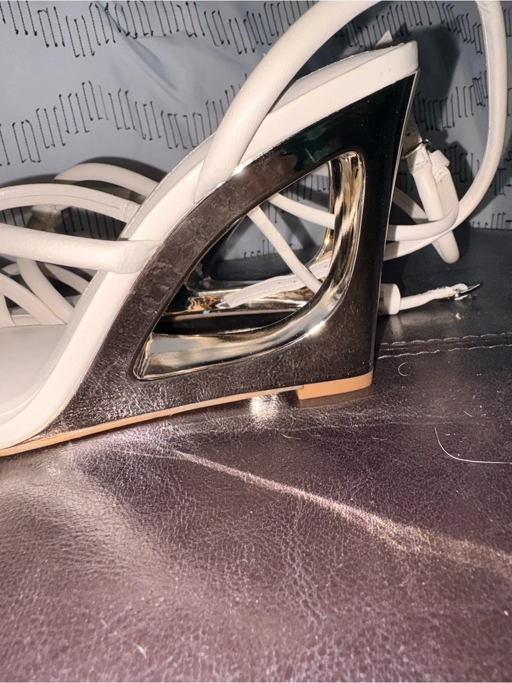 Gianni Bini Bone Strappy Wedge with Metallic Accent